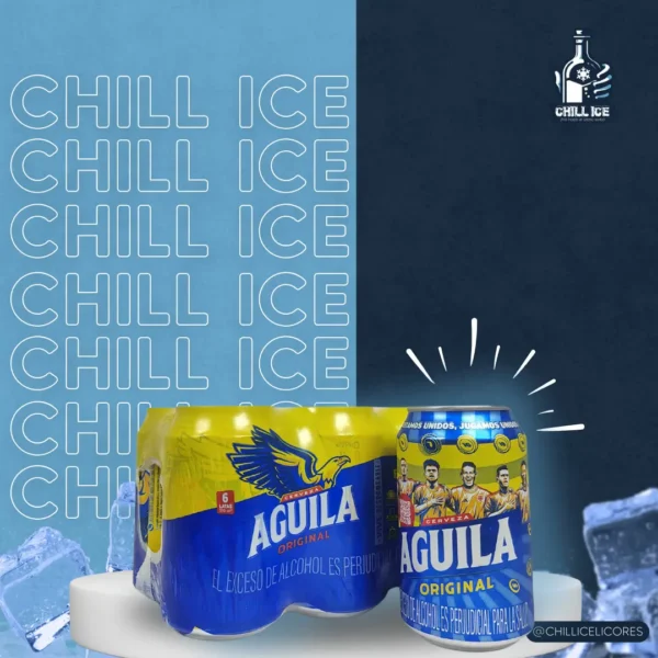 Foto de producto, six pack de cerveza aguila en lata